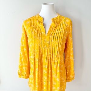 Gold Floral Tunic Shirt Size Medium